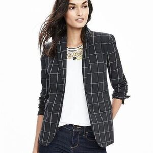 Banana republic windowpane classic blazer navy